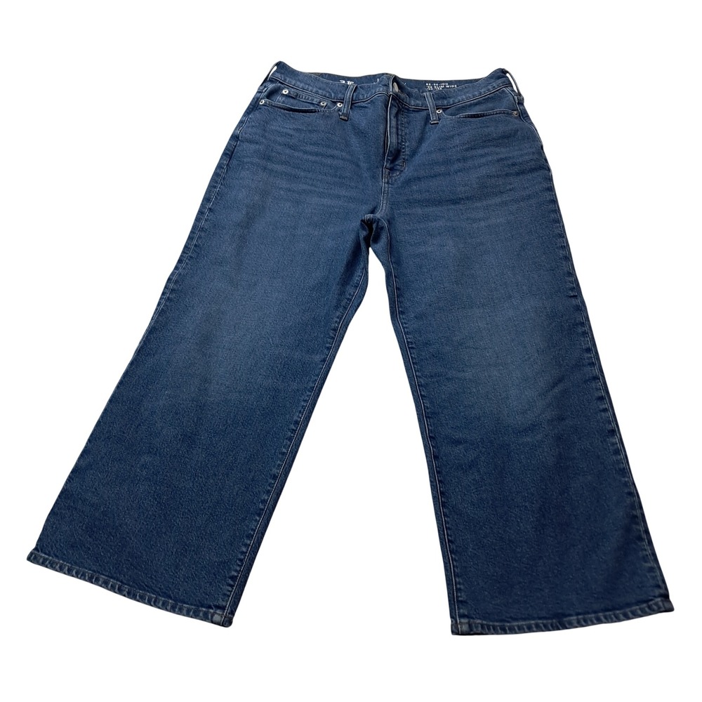 J. Crew Jeans Women's 31 Petite '96 Slim Wide Leg High Rise‎ Medium Wash Denim